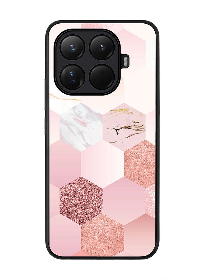 For Xiaomi 15T Pro Case,Slim fit Camera Protection, Shockproof Thin Phone cover  - Marble Pink Honeycomb